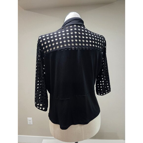Clara Sunwoo Black Open Front Cardigan With Laser Cut Sleeves & Back Panel Women - Picture 5 of 8
